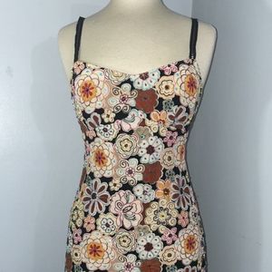 Nanette Lepore -Black & Multicolor Floral Embroidered Beaded Sequin Silk dress 4